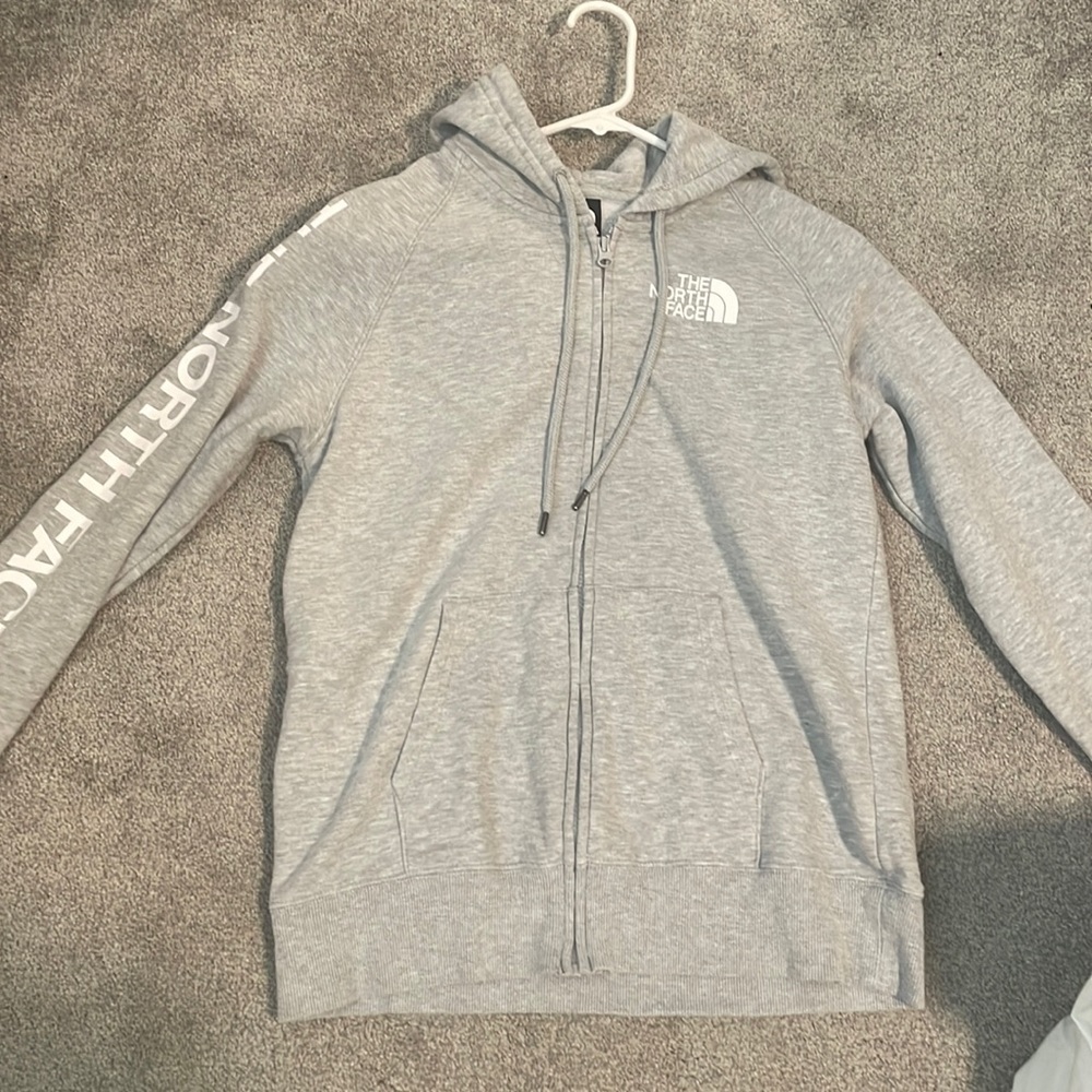 The North Face grey zip up hoodie